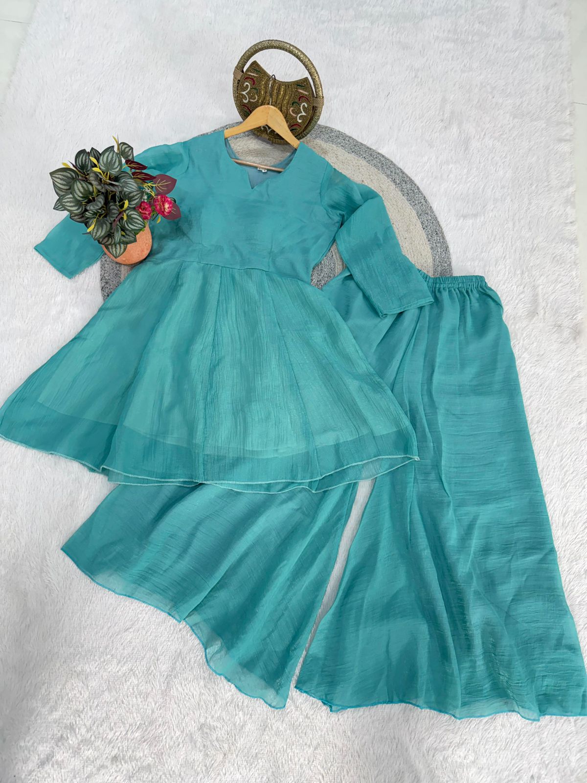 Layered Kurta Sharara Set with Dupatta