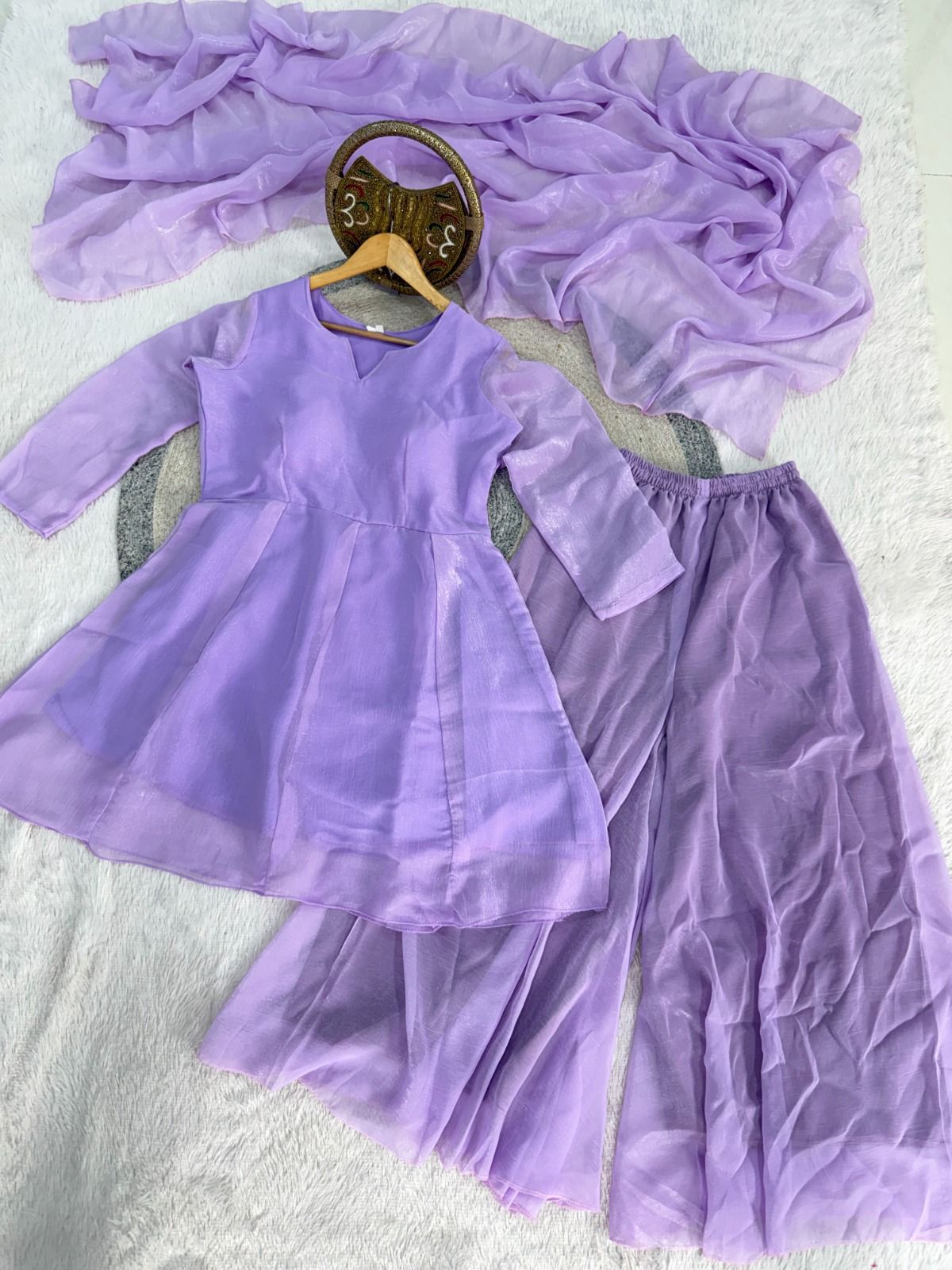 Layered Kurta Sharara Set with Dupatta