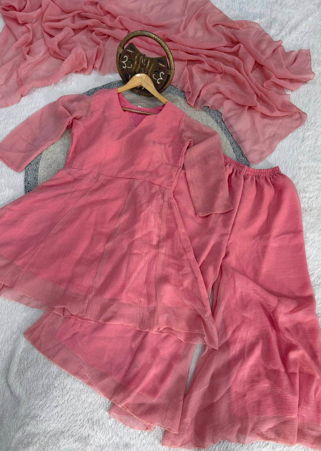 Layered Kurta Sharara Set with Dupatta