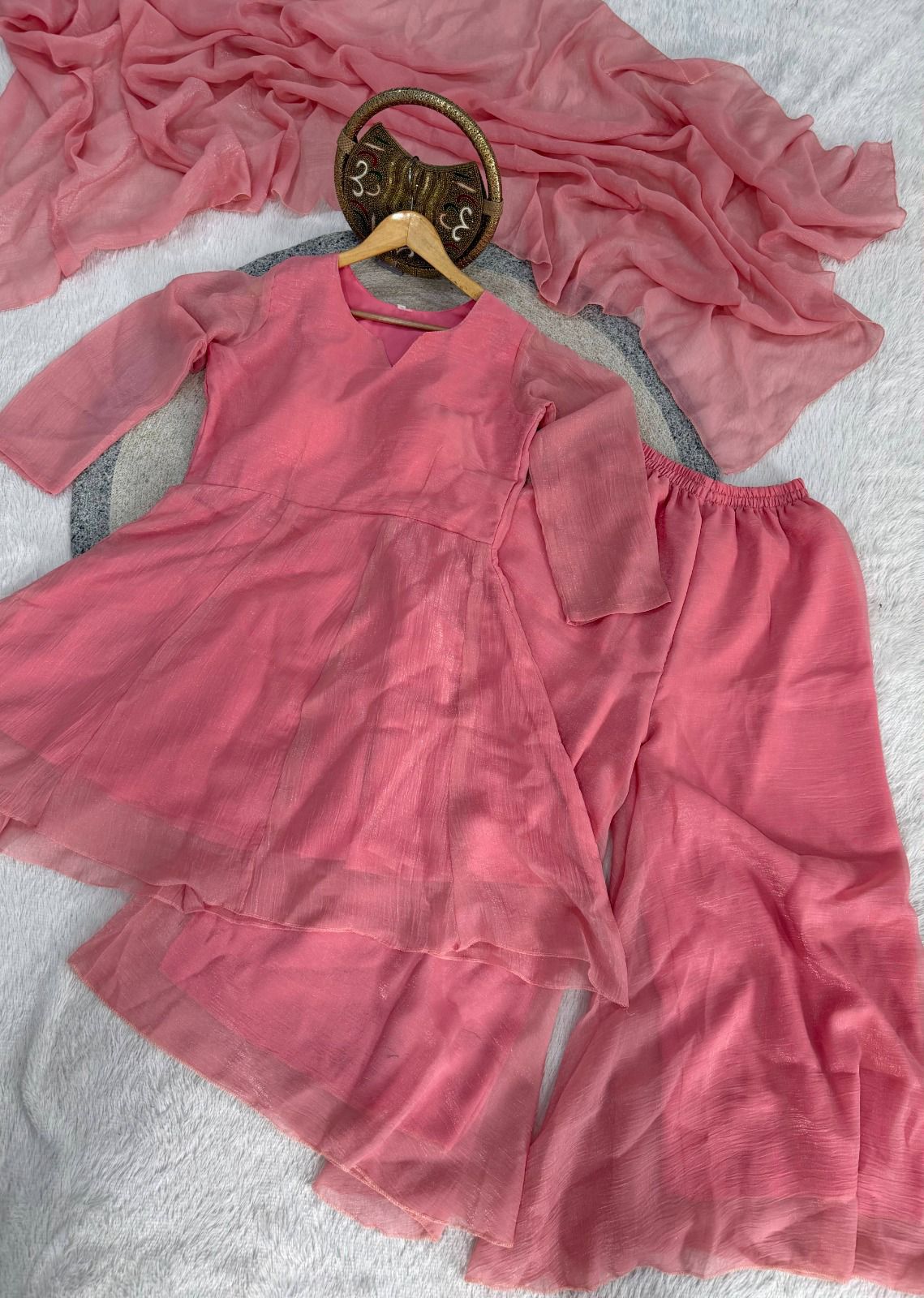 Layered Kurta Sharara Set with Dupatta