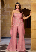 Pink Embroidered Palazzo Set