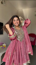 Gold Crush Mirror Work Kurti with Dhoti Pant