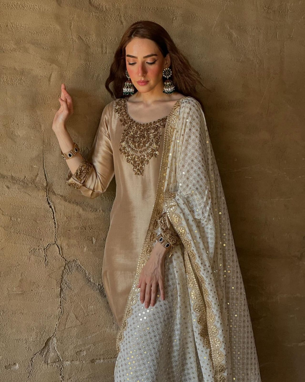 Devsena Silk Embroidered Kurti Set with Dupatta