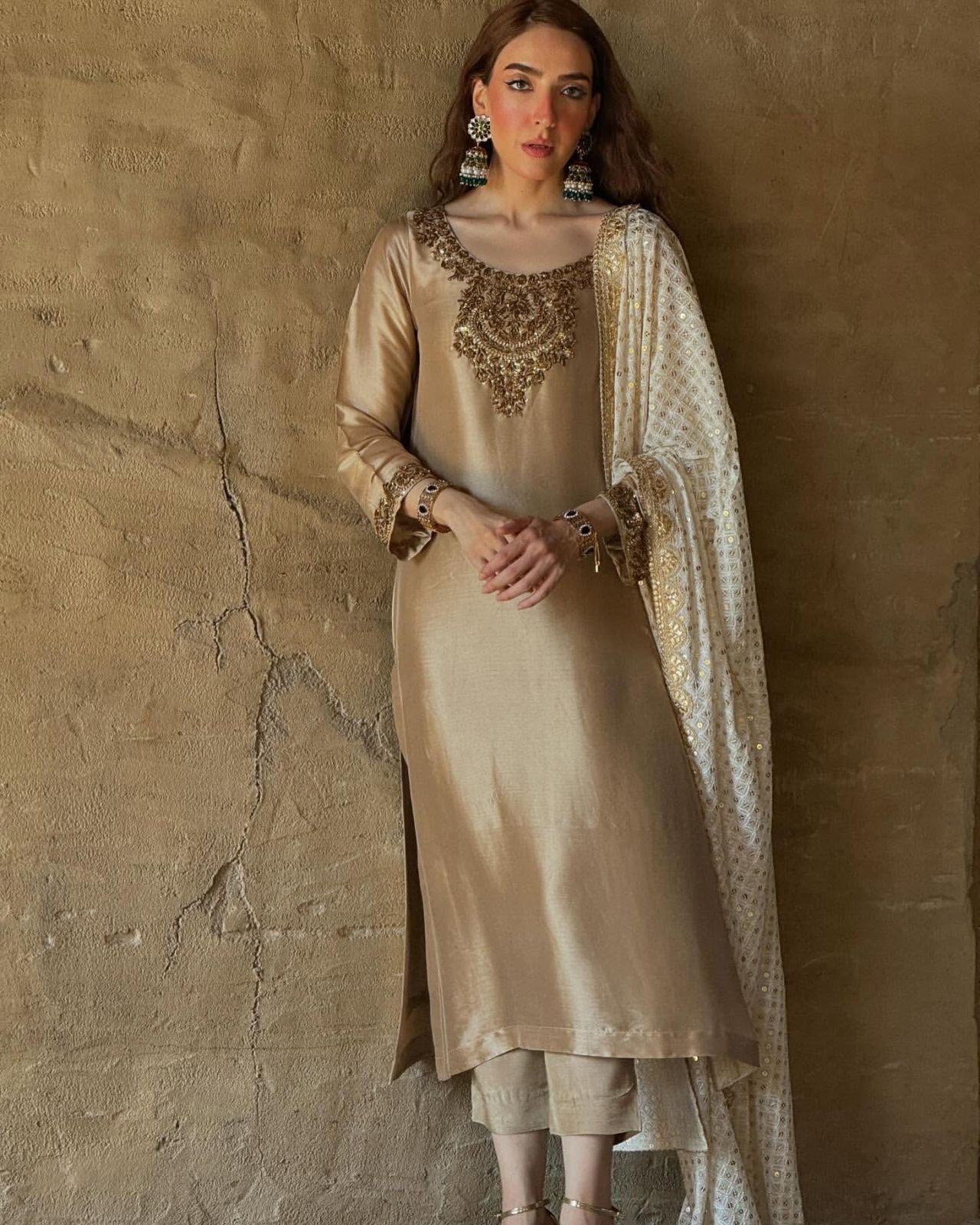 Devsena Silk Embroidered Kurti Set with Dupatta
