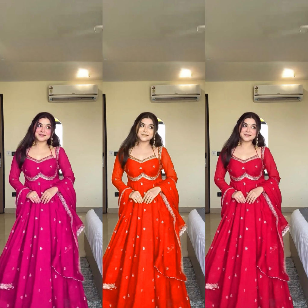 Faux Georgette Anarkali Suit Set