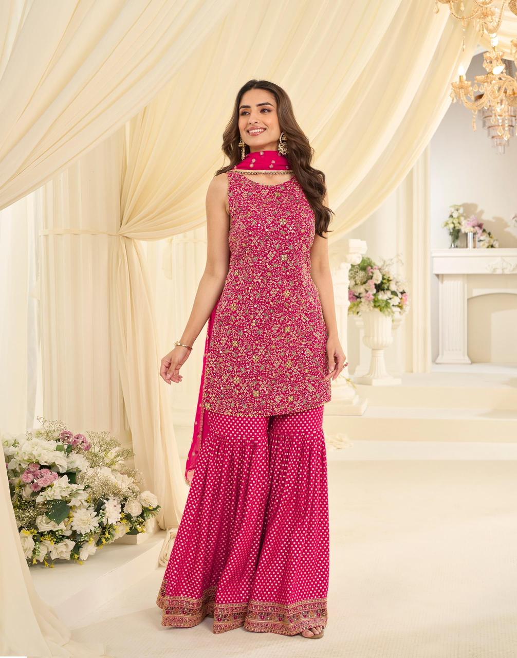 Premium Designer Georgette Sharara Set