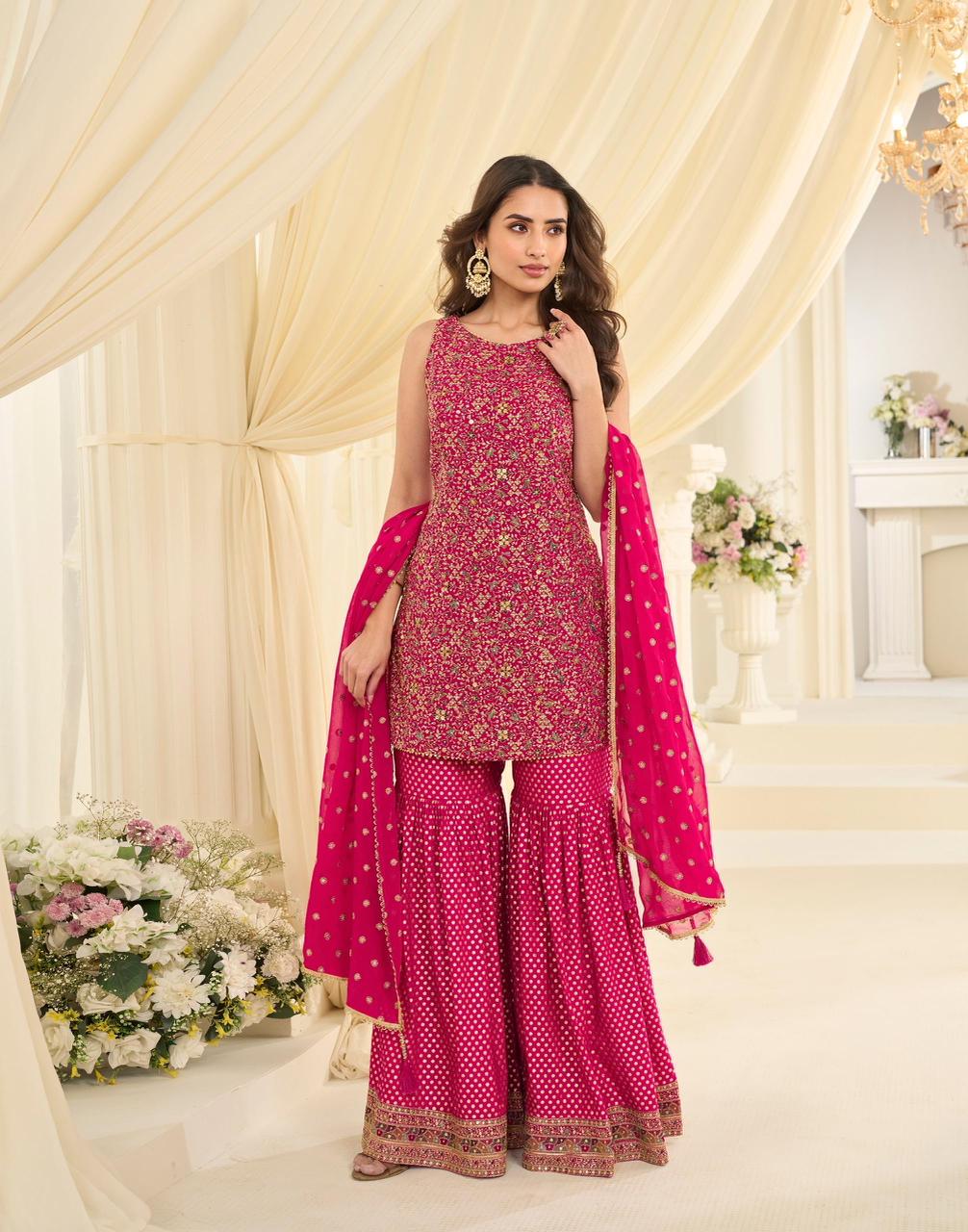 Premium Designer Georgette Sharara Set