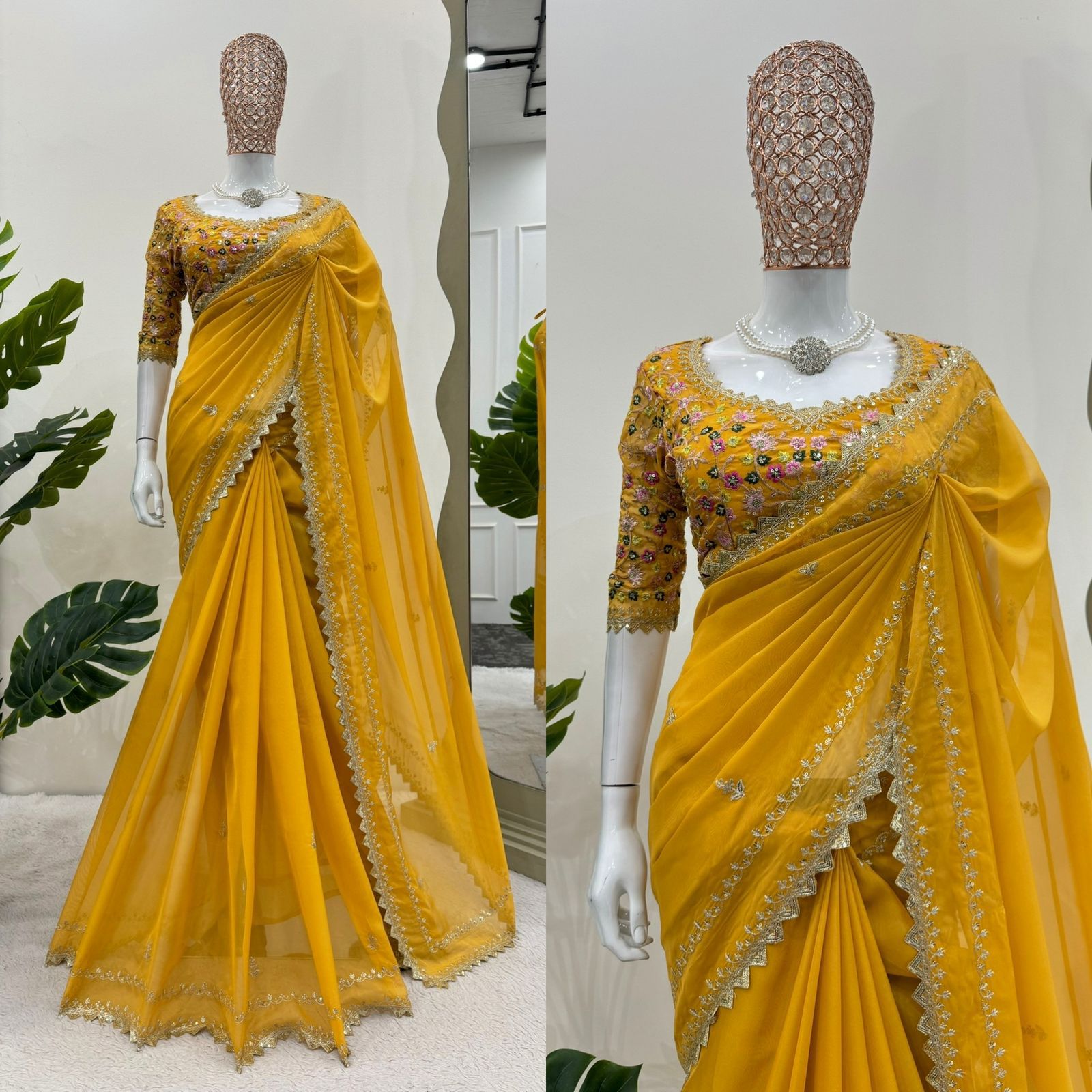 Tibby Silk Saree with fancy lace and embroidery