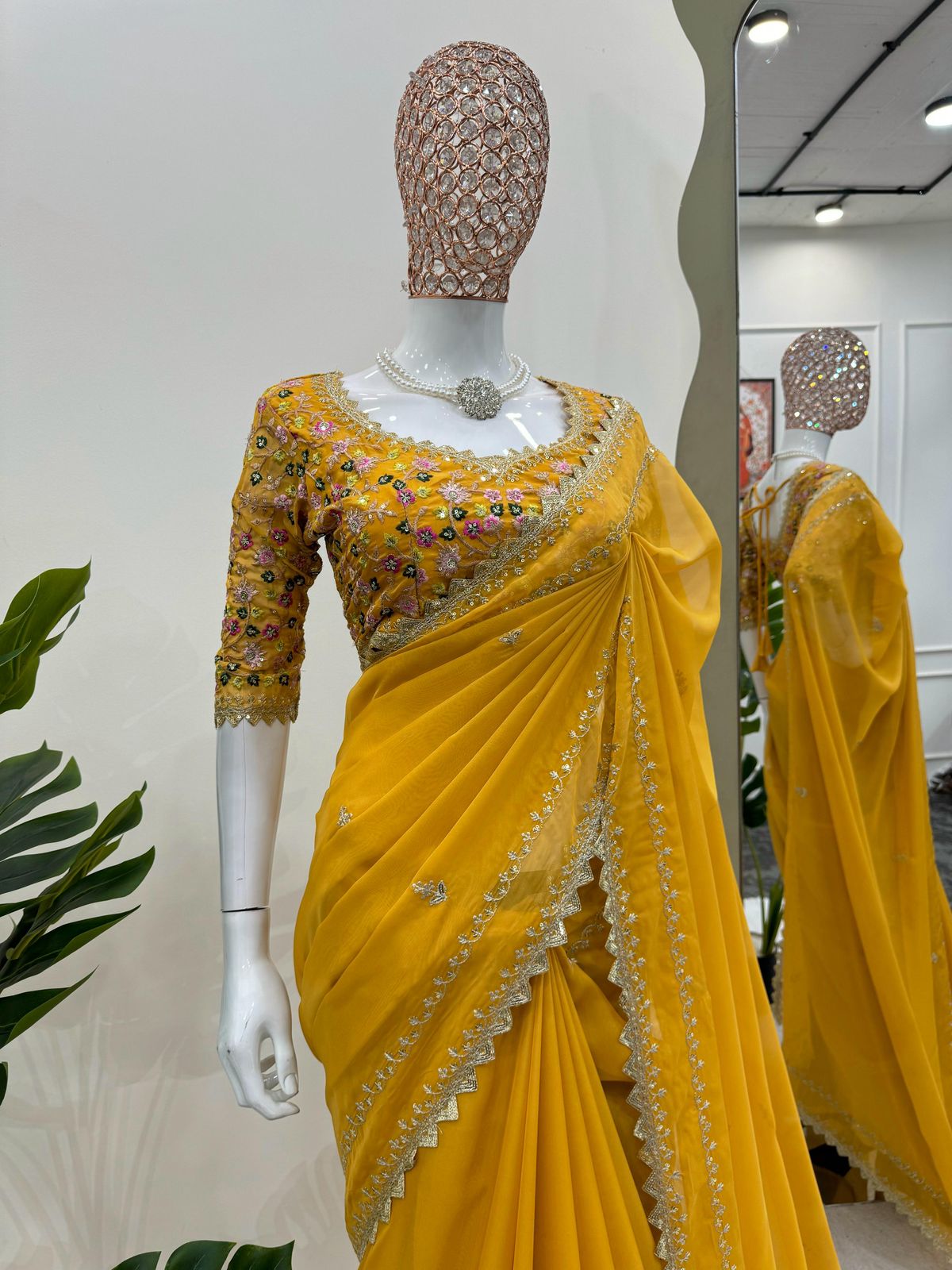 Tibby Silk Saree with fancy lace and embroidery