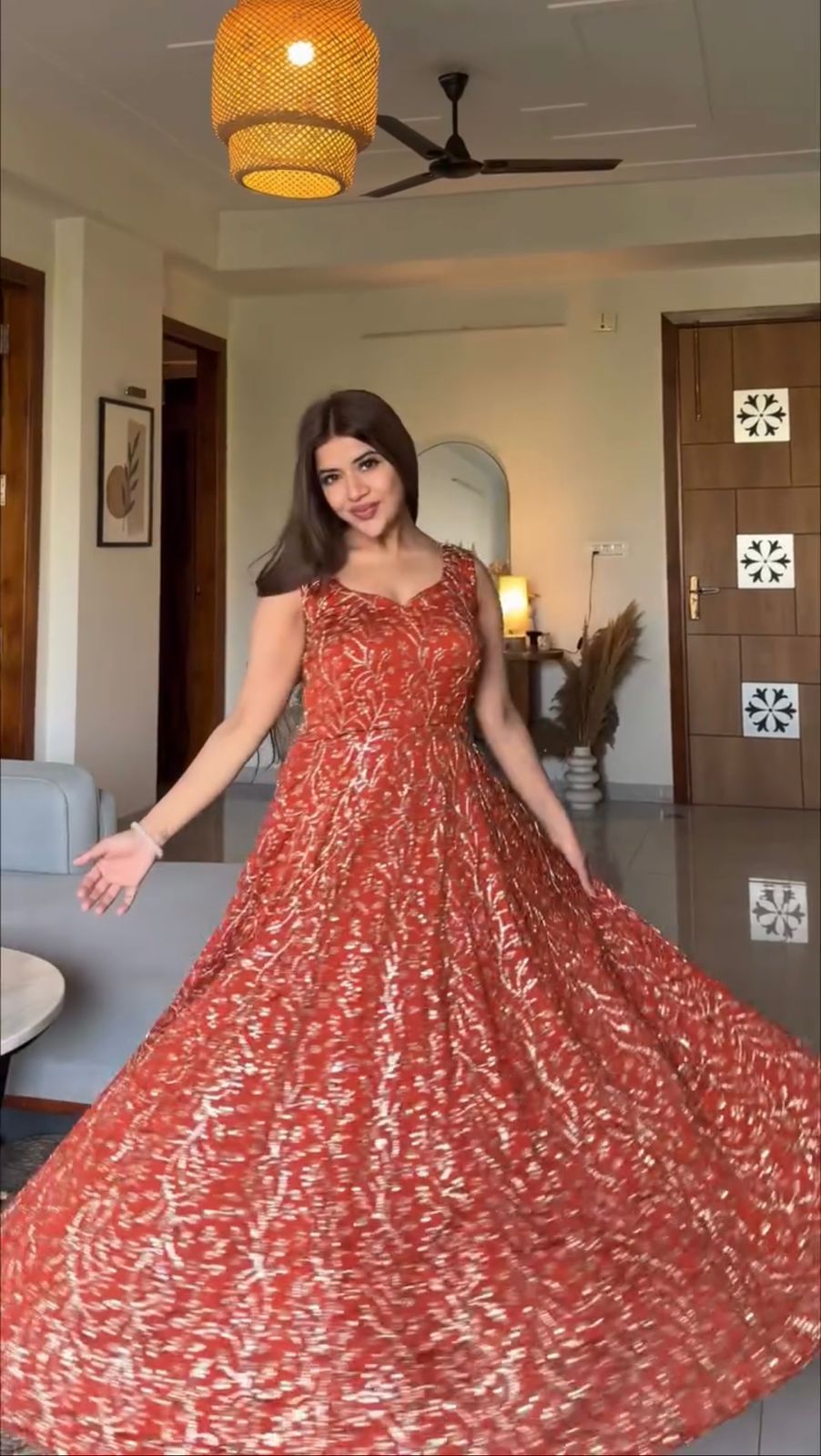 Elegant Party Wear Gown with Fancy Lace Dupatta