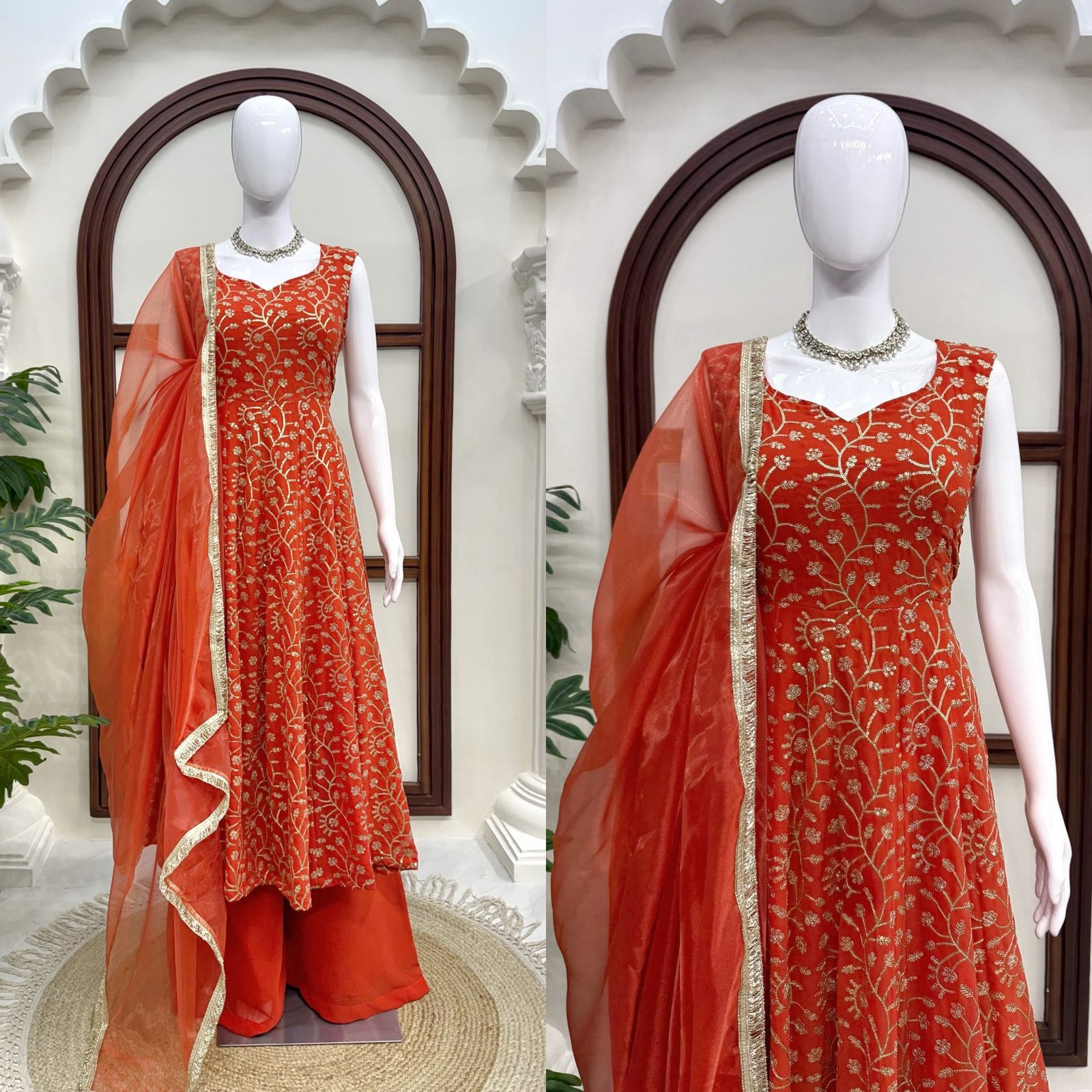 Elegant Party Wear Gown with Fancy Lace Dupatta