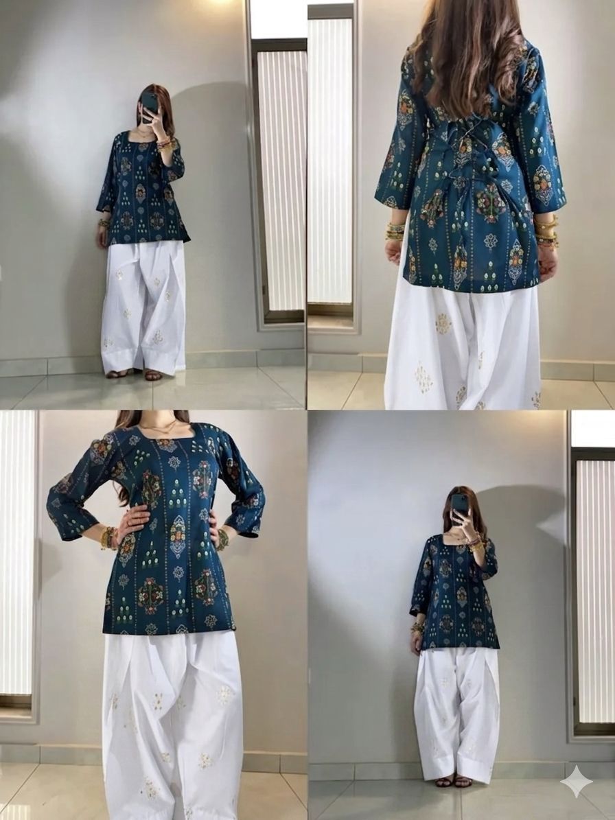 Summer Special Cotton Kurti with Farshi Plazzo Set