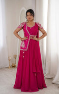 Royal Chinon Lehenga Set with Embroidered Jacket Blouse