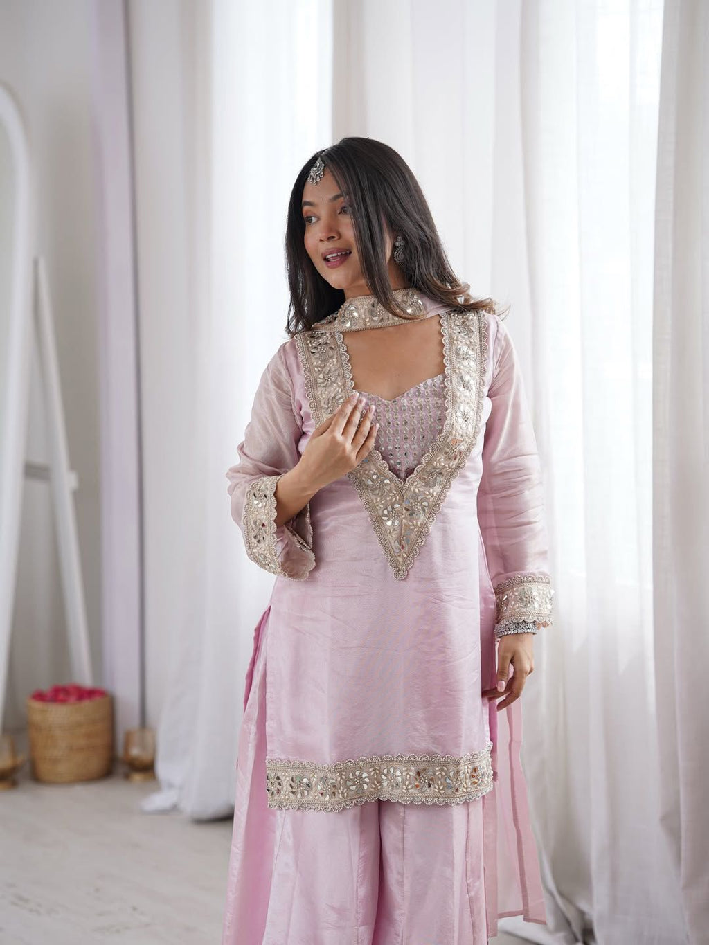 Designer Kurta Sharara Set with Belt Style Dupatta