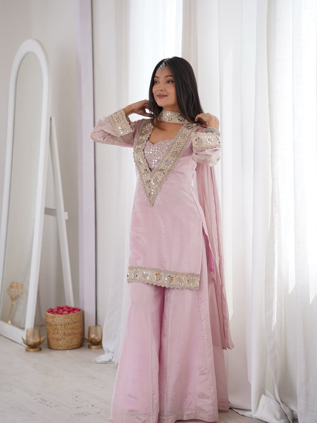 Designer Kurta Sharara Set with Belt Style Dupatta