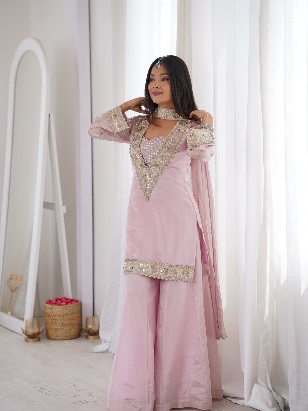 Designer Kurta Sharara Set with Belt Style Dupatta