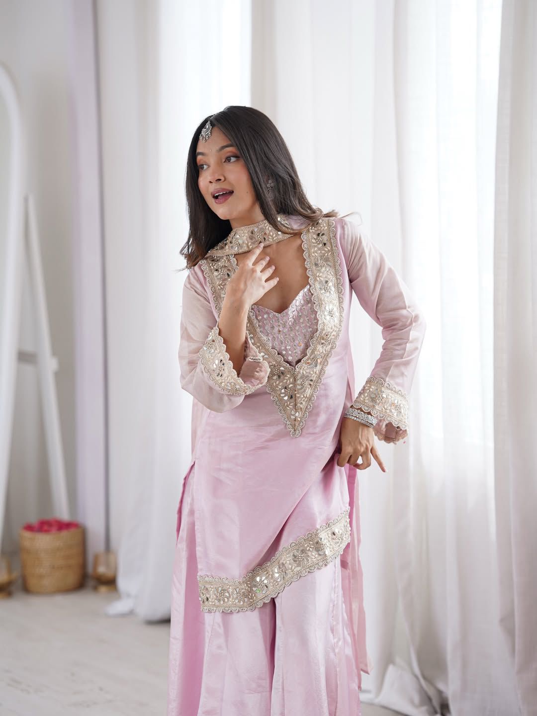 Designer Kurta Sharara Set with Belt Style Dupatta