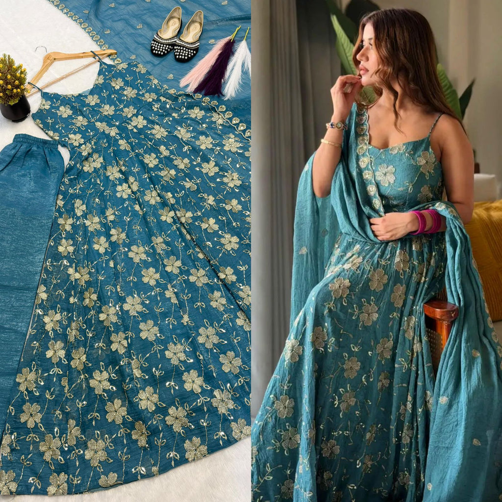 Designer Sleeveless Anarkali Set