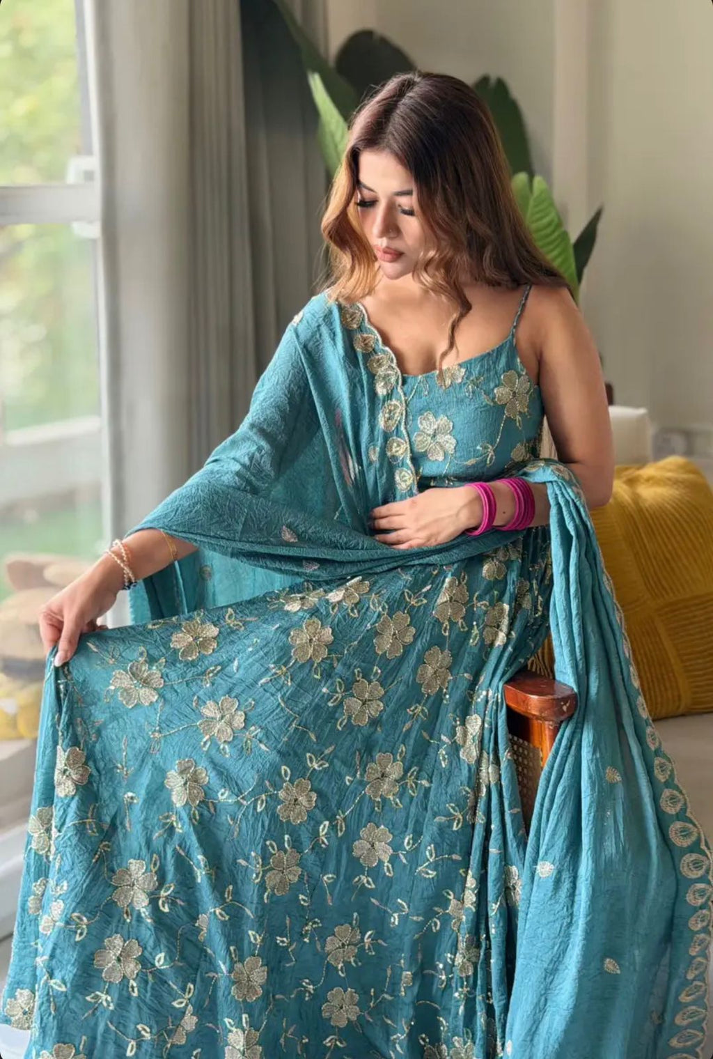 Designer Sleeveless Anarkali Set