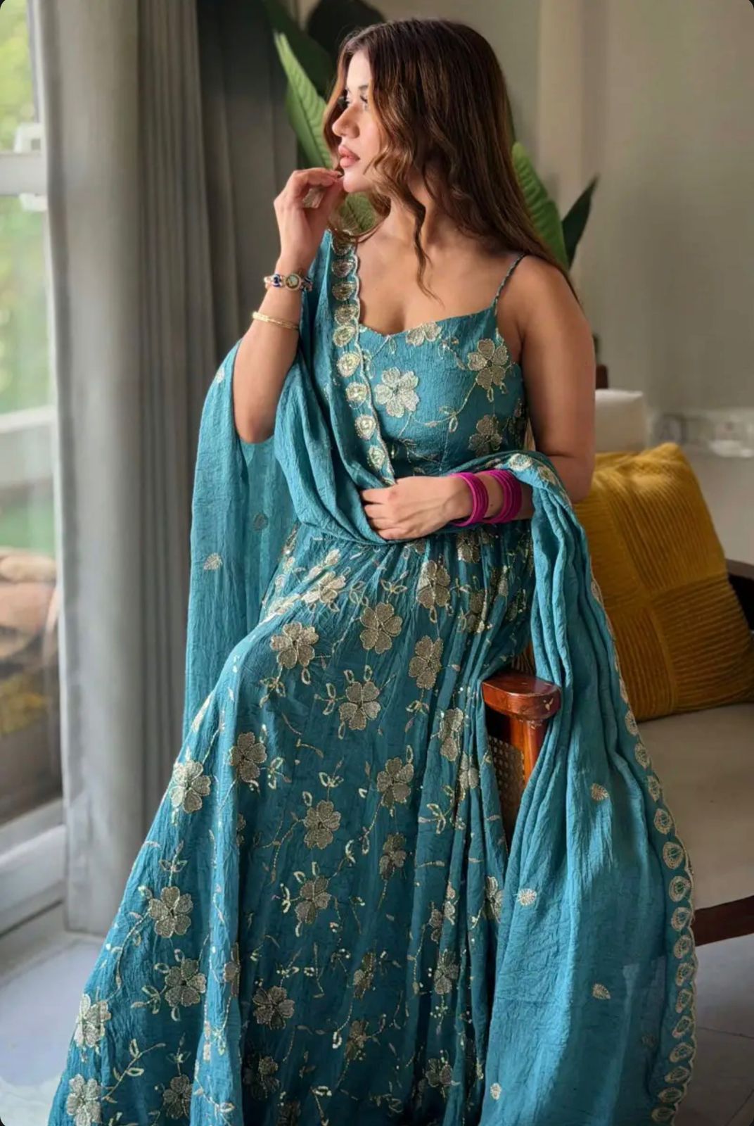 Designer Sleeveless Anarkali Set