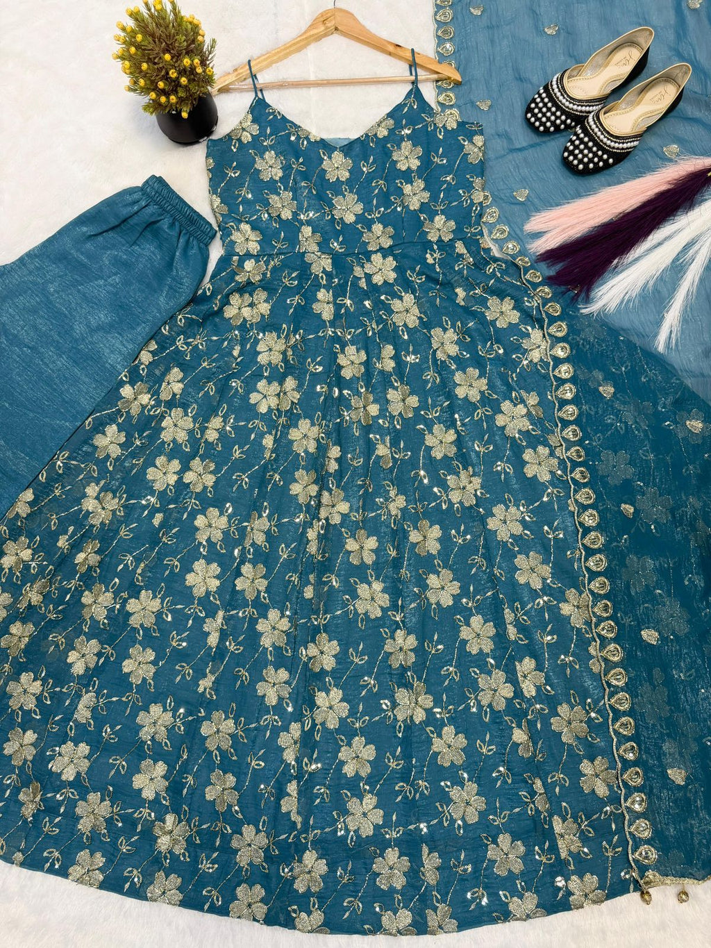 Designer Sleeveless Anarkali Set