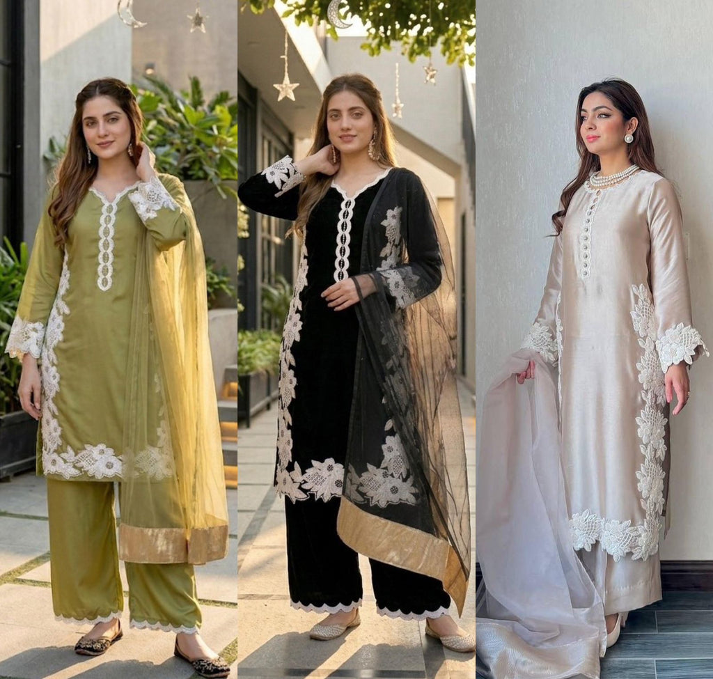 Designer Heavy Natural Silk Palazzo Suit Set