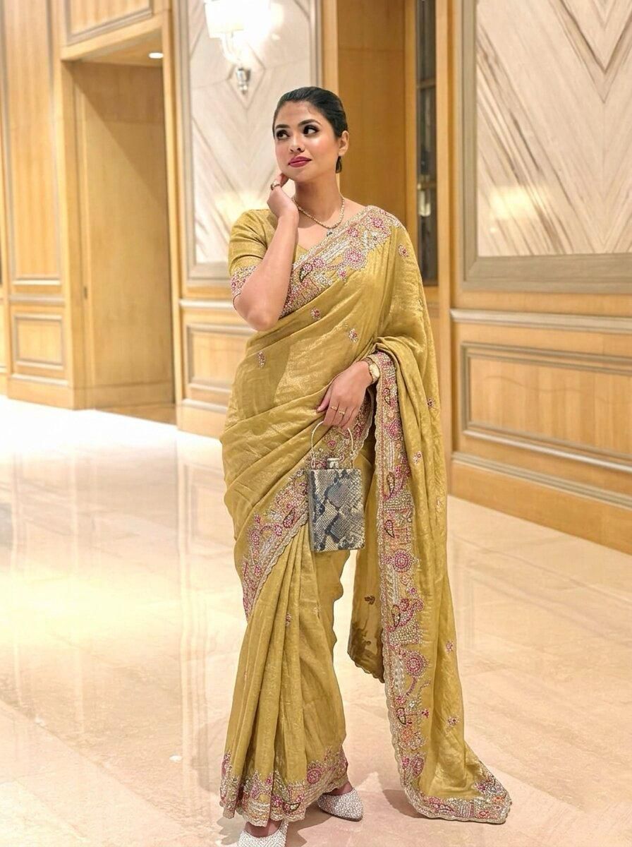 Premium Tissue Chiffon Silk Saree for Party Wear