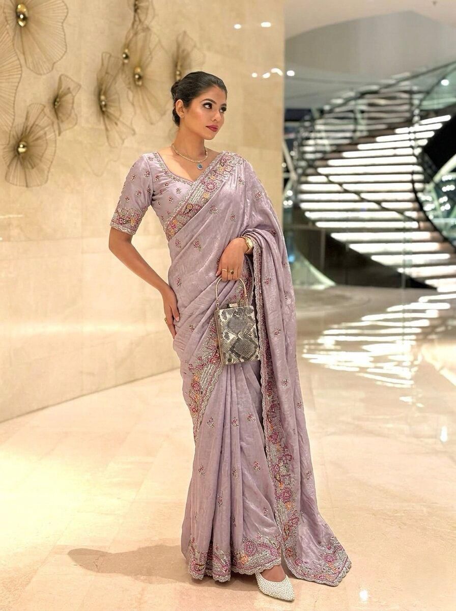 Premium Tissue Chiffon Silk Saree for Party Wear