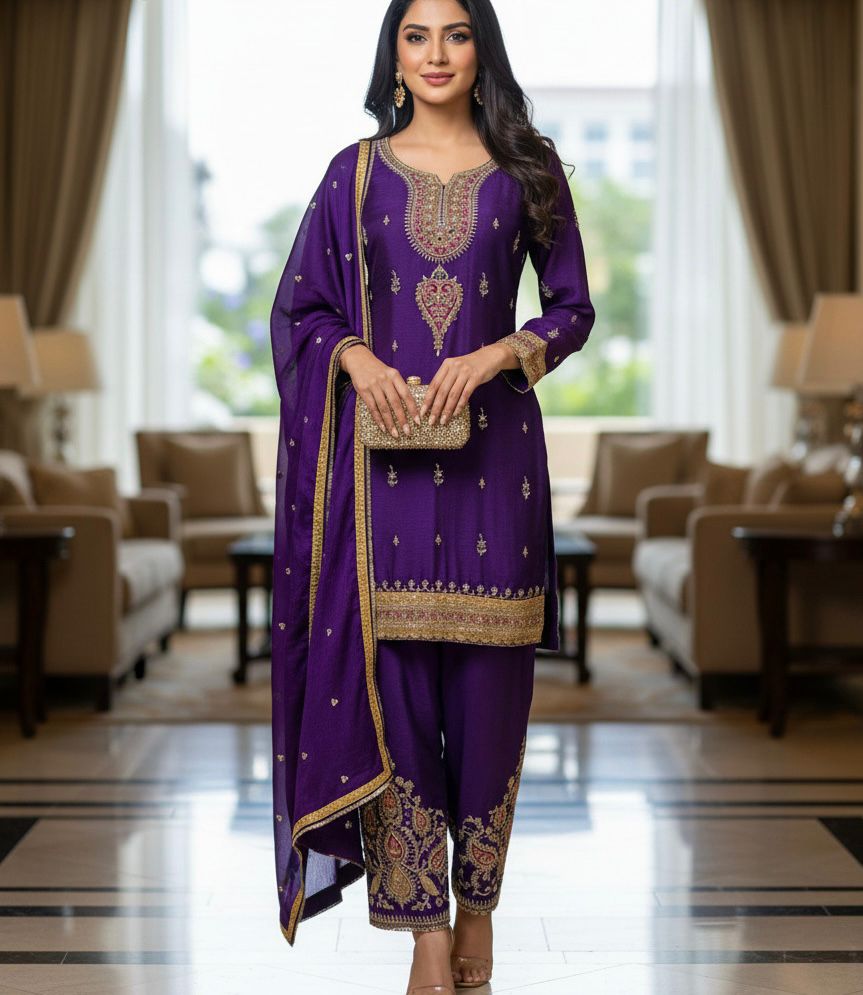 Festive Wear Designer Suit with Rich Embroidery Work