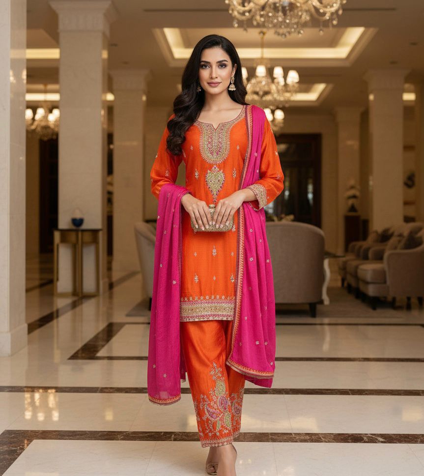 Festive Wear Designer Suit with Rich Embroidery Work
