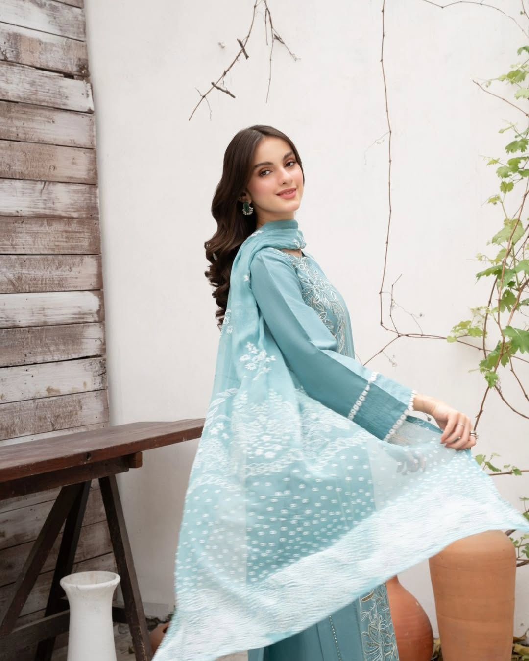 Designer Roman Silk Kurti Palazzo Set for Women