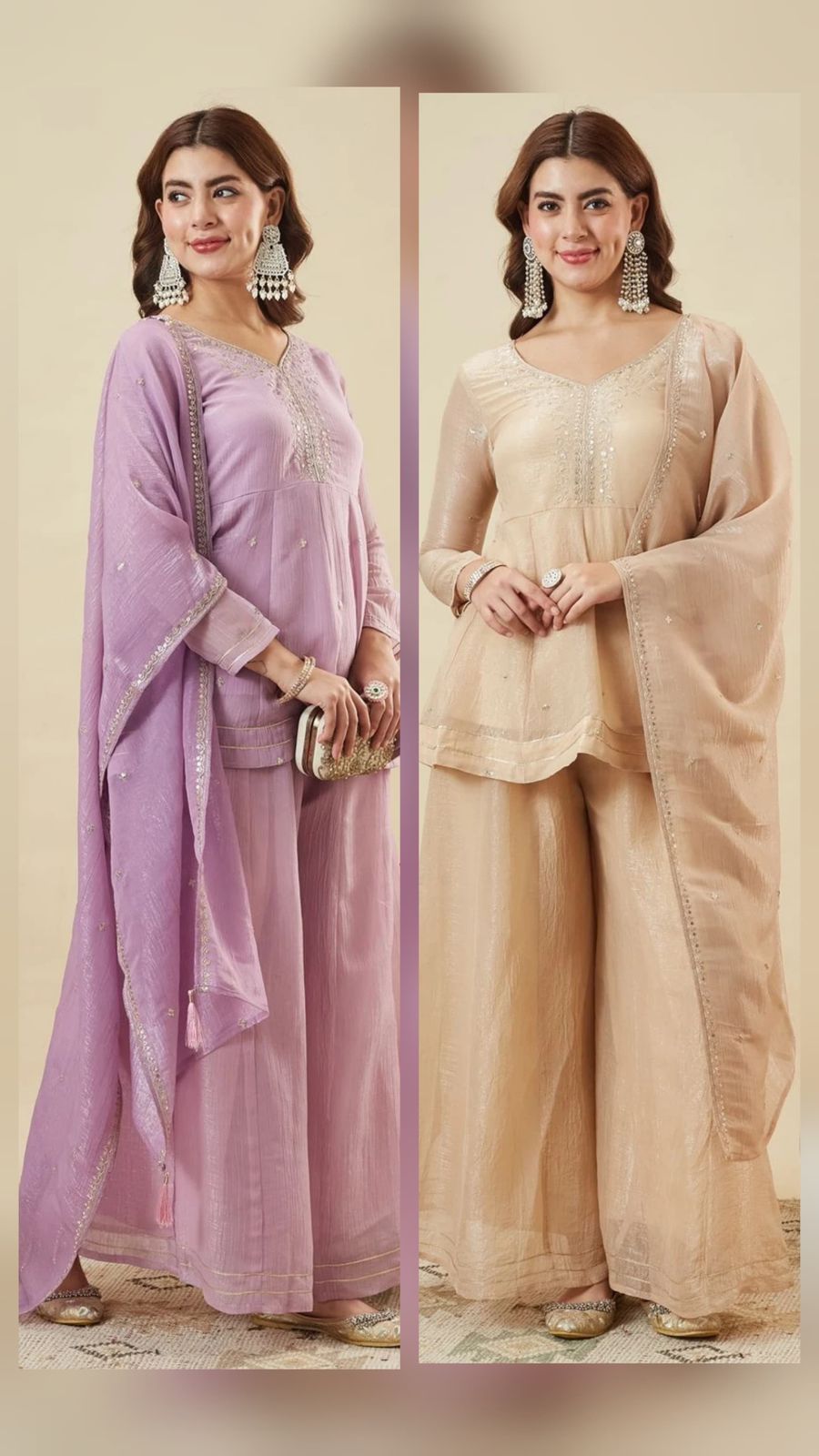 Elegant Crunchy Silk Sharara Set