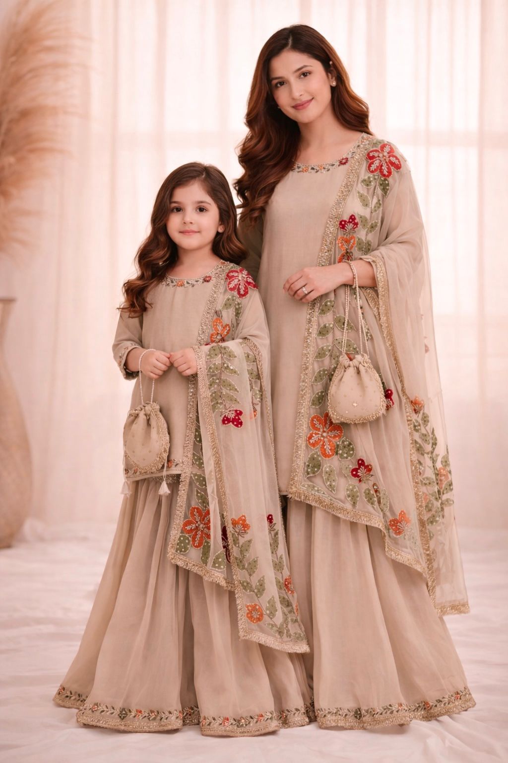 Designer Mommy & Kids Matching Sharara Outfit