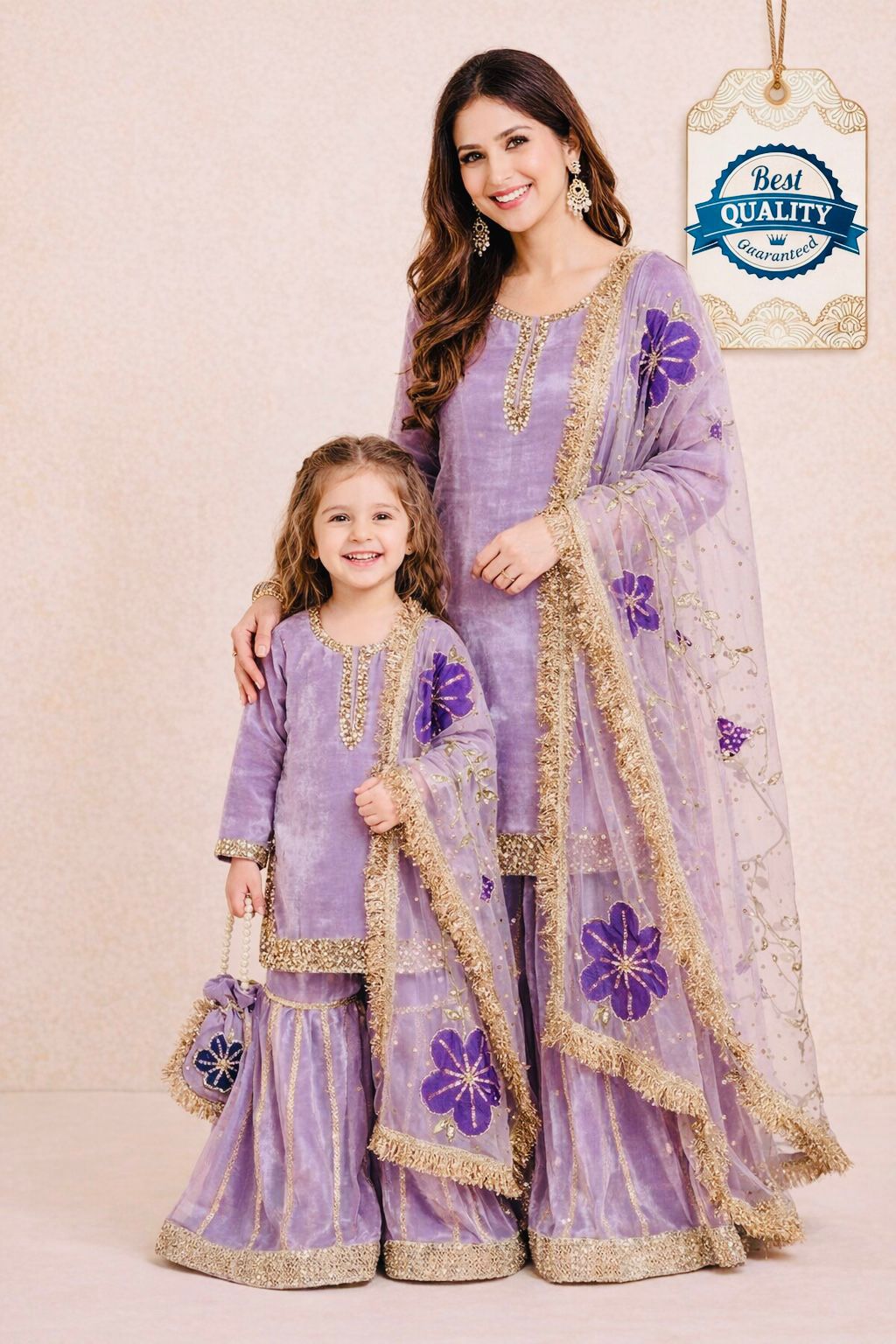 Designer Mommy & Kids Matching Sharara Outfit