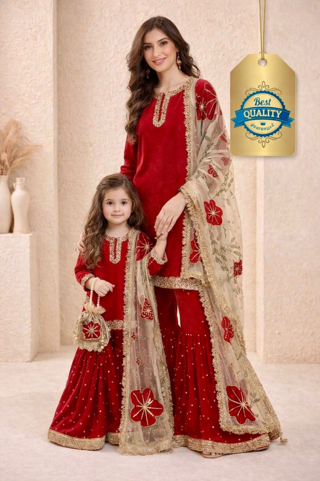 Designer Mommy & Kids Matching Sharara Outfit