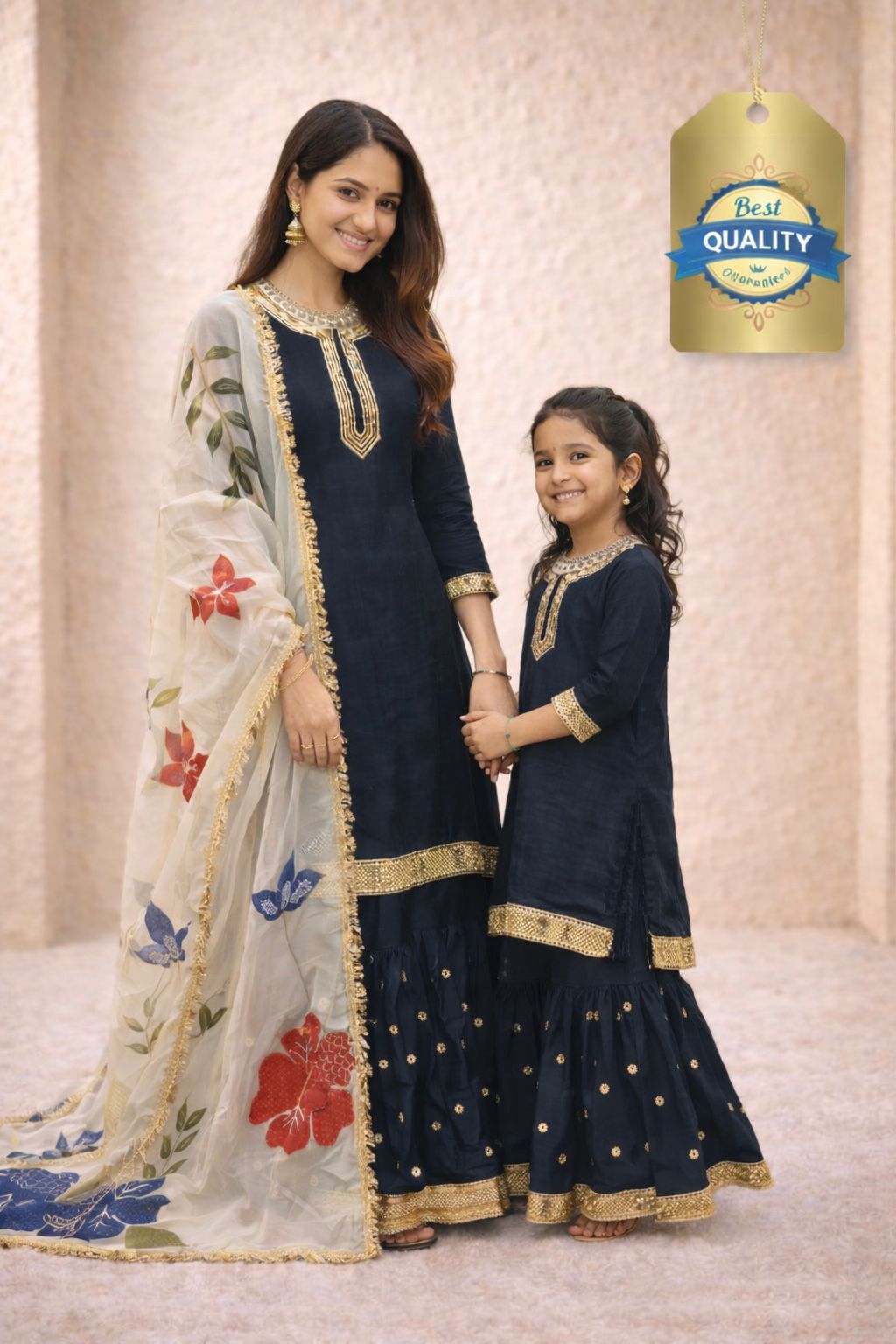 Designer Mommy & Kids Matching Sharara Outfit
