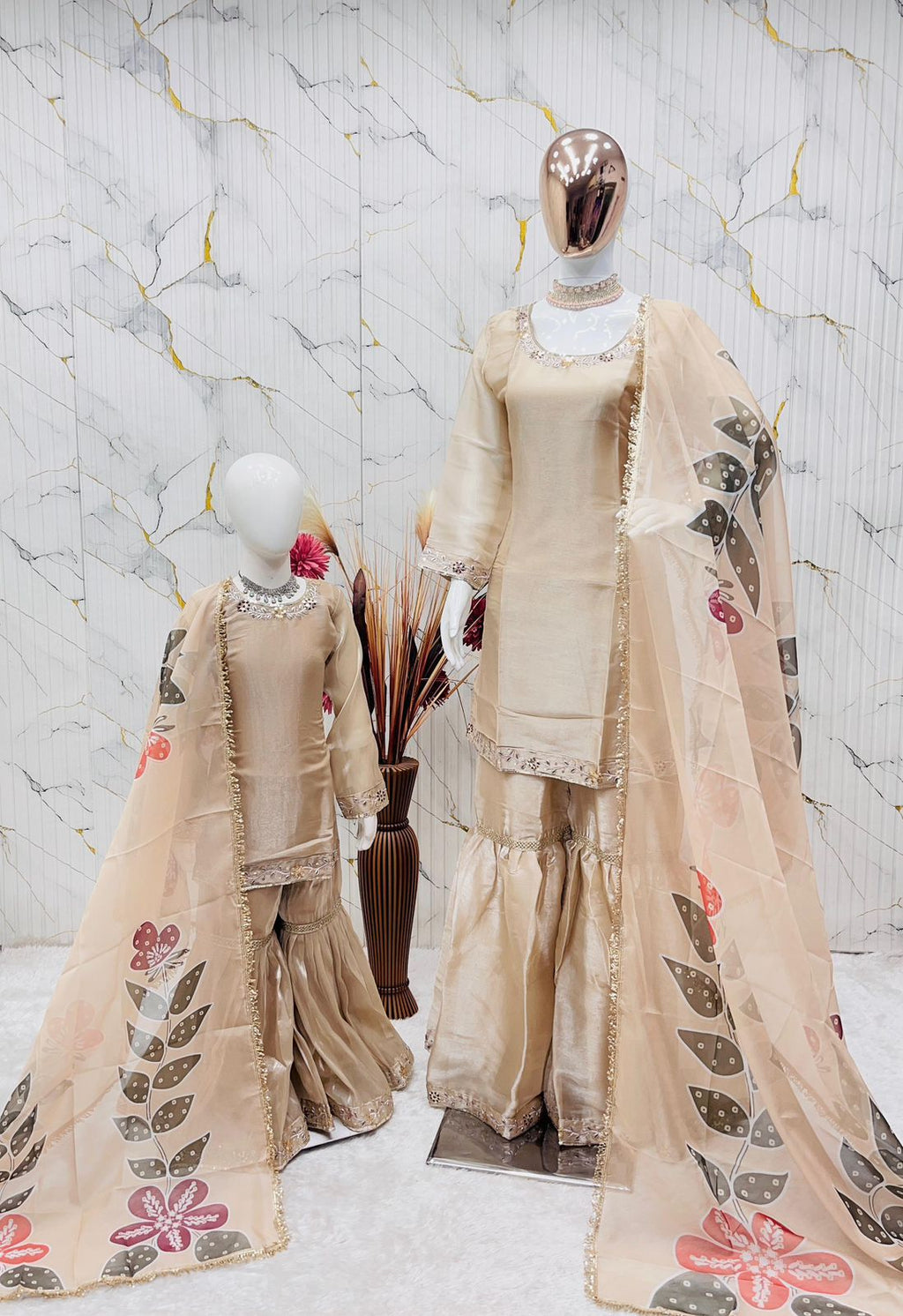 Designer Mommy & Kids Matching Sharara Outfit