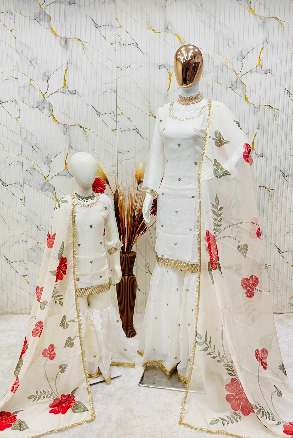 Designer Mommy & Kids Matching Sharara Outfit