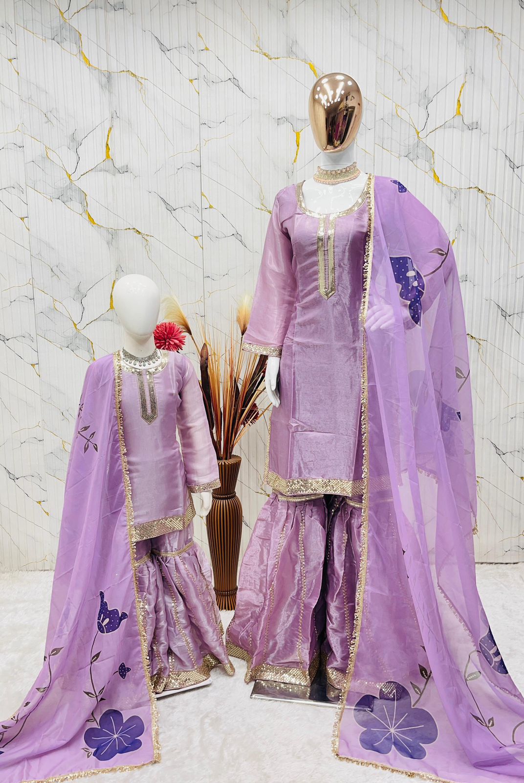 Designer Mommy & Kids Matching Sharara Outfit