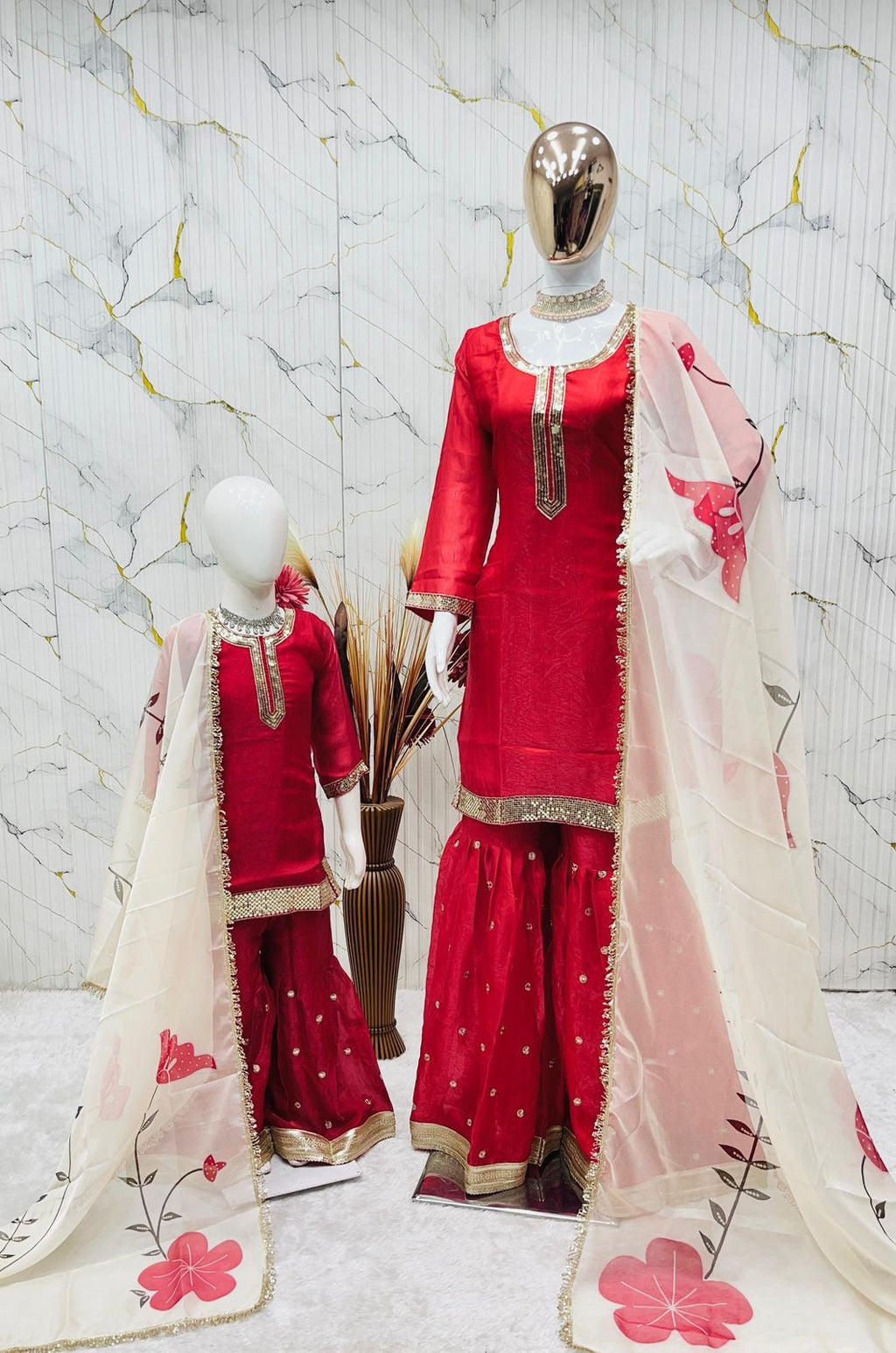 Designer Mommy & Kids Matching Sharara Outfit