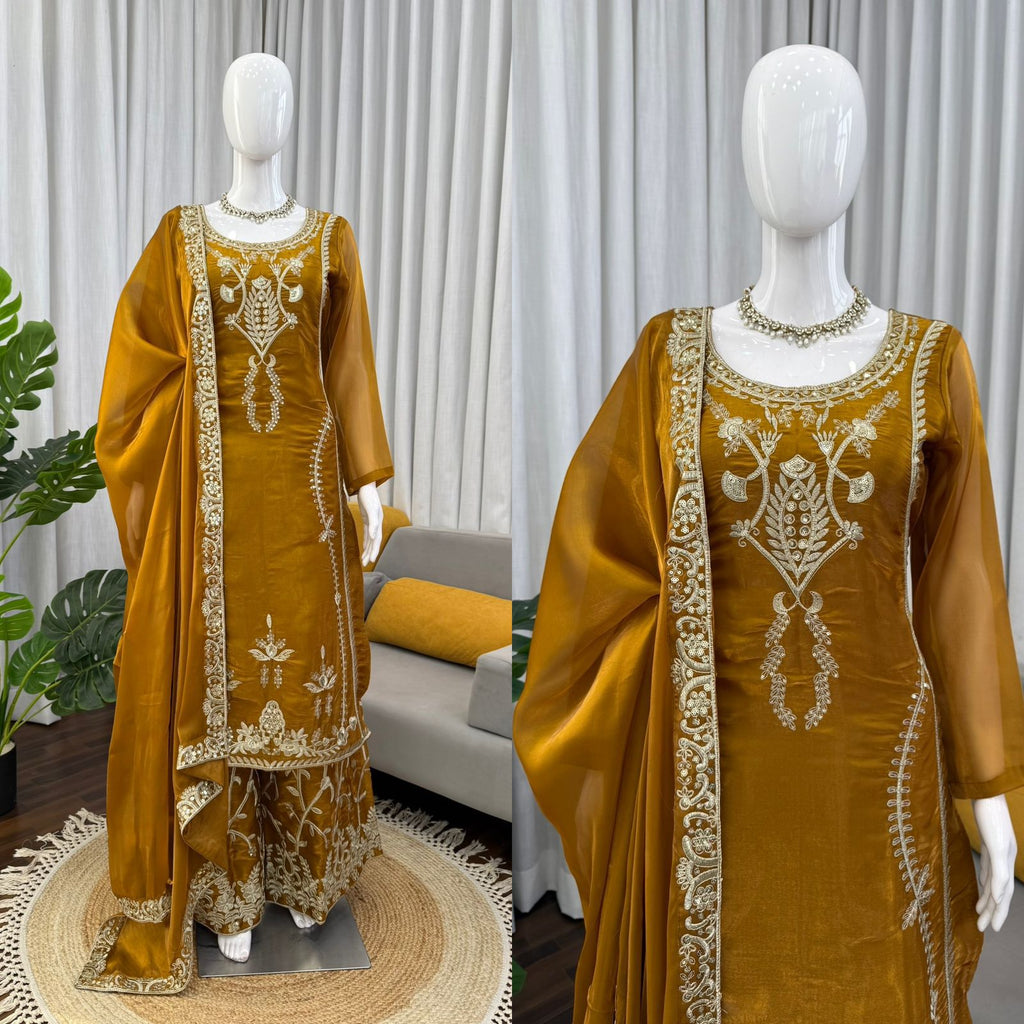 Designer JMC Silk Kurti Palazzo Set for Women