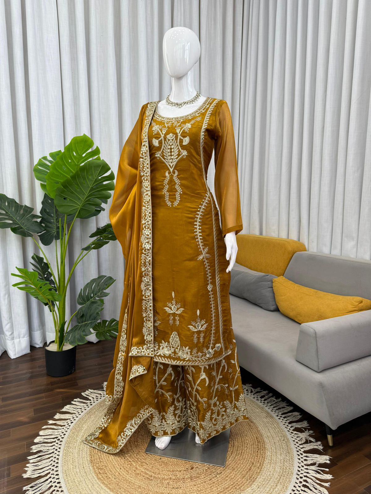 Designer JMC Silk Kurti Palazzo Set for Women