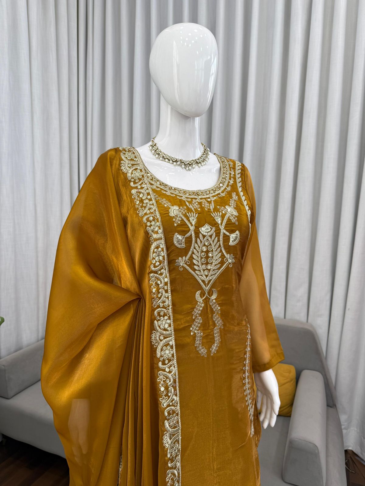 Designer JMC Silk Kurti Palazzo Set for Women