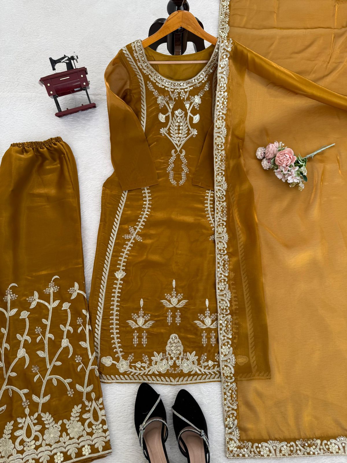 Designer JMC Silk Kurti Palazzo Set for Women