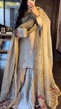 Stylish Satin Silk Kurti Set with Brush Print Dupatta