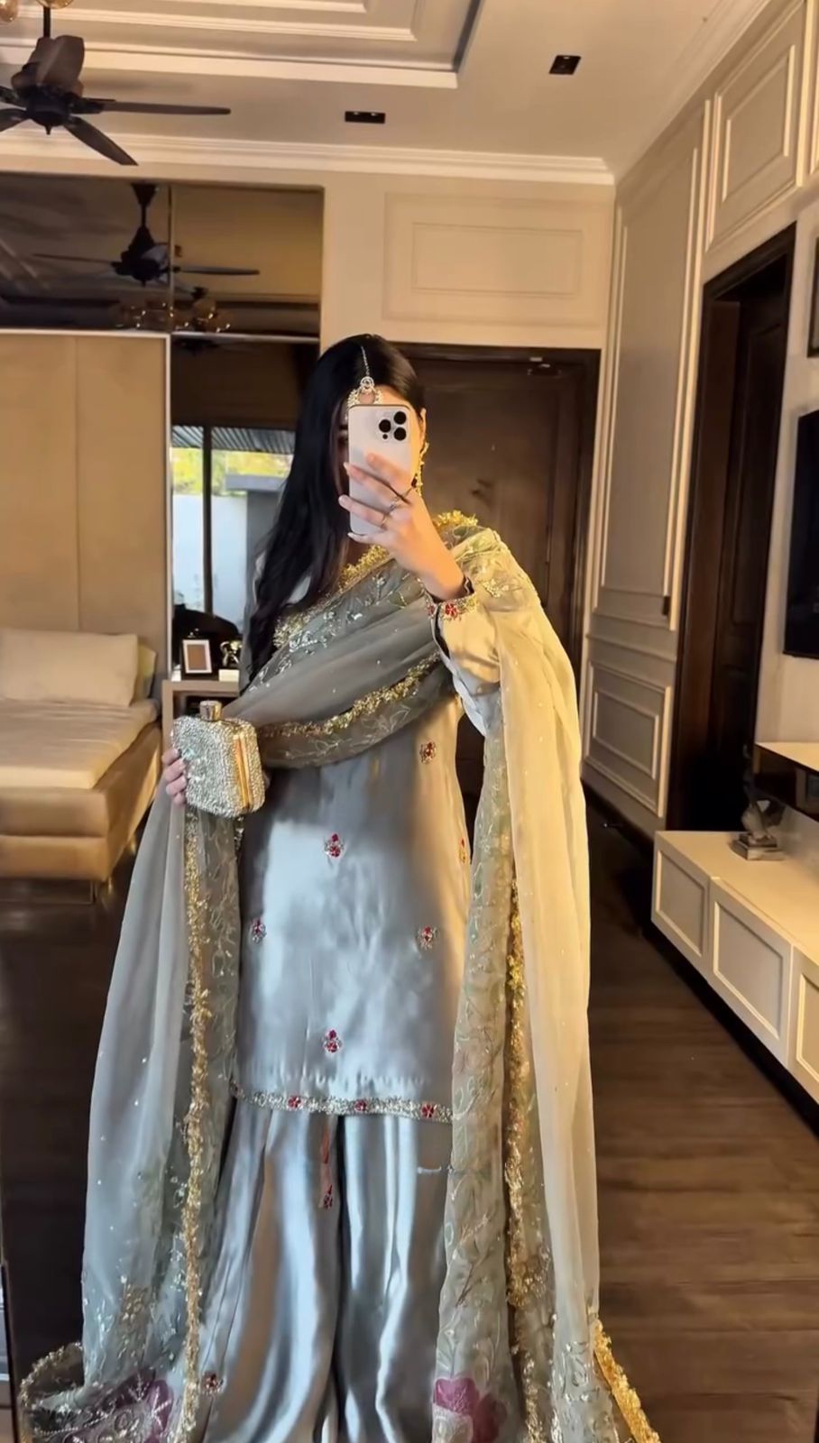 Stylish Satin Silk Kurti Set with Brush Print Dupatta