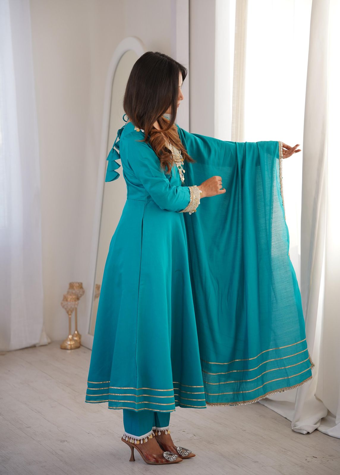 Trendy Designer Roman Gown Set with Dupatta
