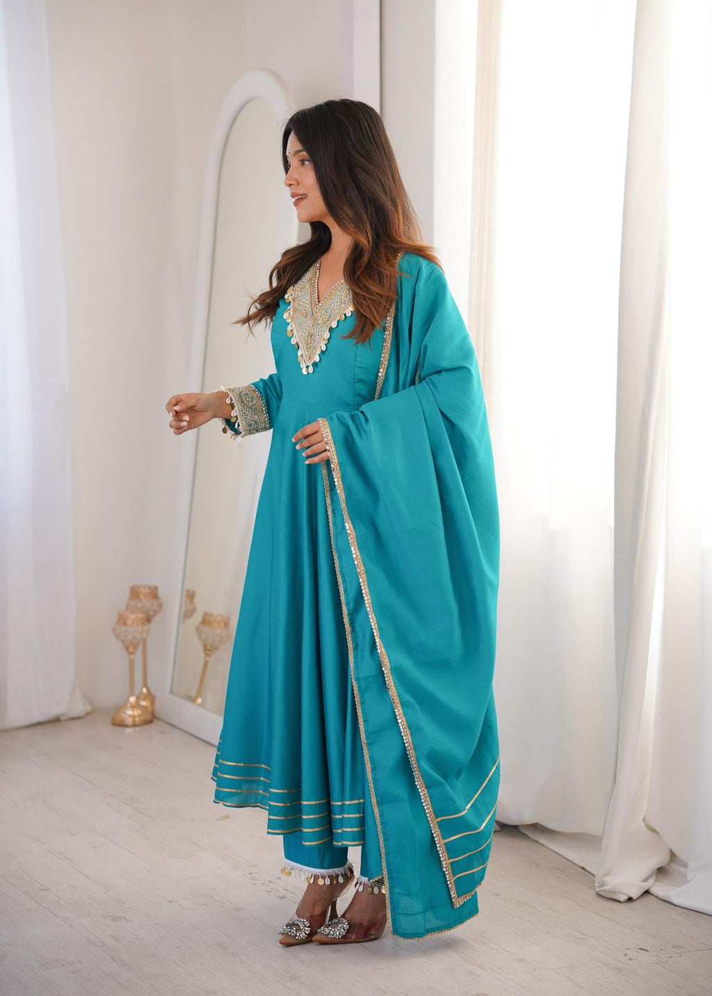 Trendy Designer Roman Gown Set with Dupatta