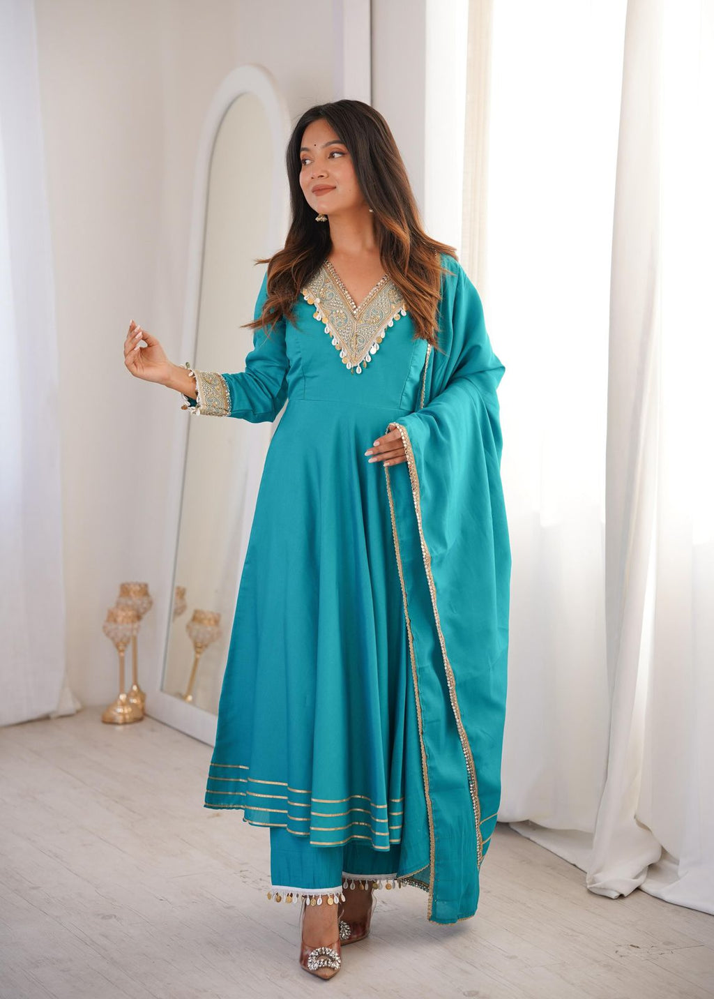 Trendy Designer Roman Gown Set with Dupatta