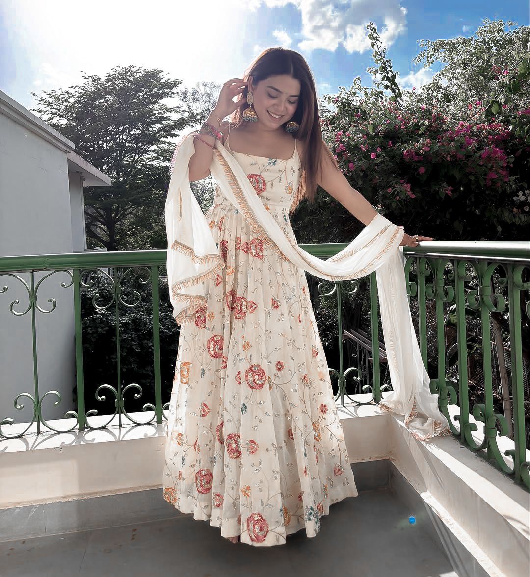 Trendy Designer Faux Georgette Anarkali Set